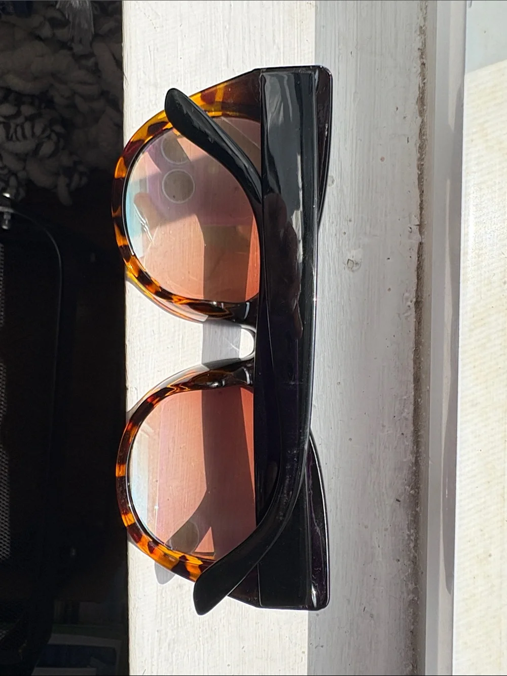 Tortoiseshell Cat-Eye Sunglasses -  Yellow Mirror Lenses